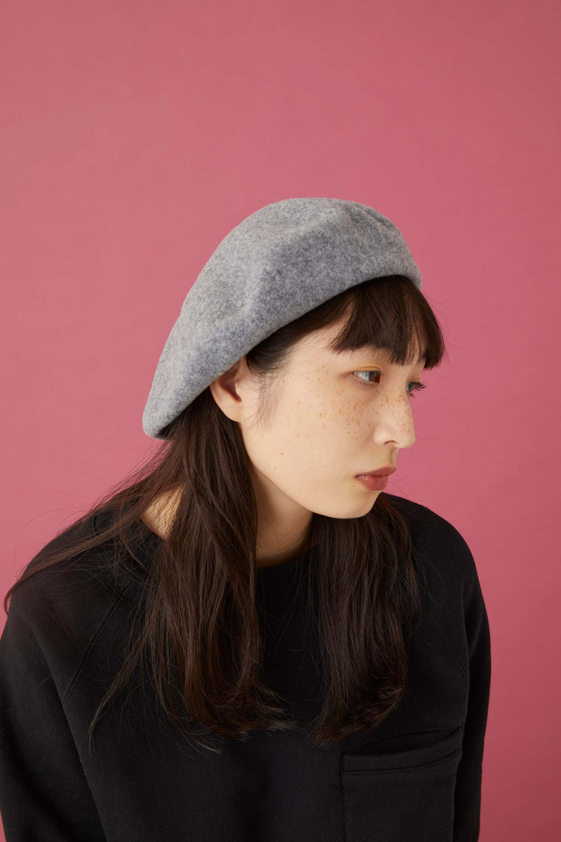 BERET / SOLID WOOL / GRAY