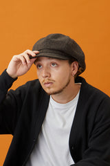 521WH WOOL HERRINGBONE CASQUETTE / BLACK & BROWN