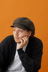 521WH WOOL HERRINGBONE CASQUETTE / BLACK & BROWN