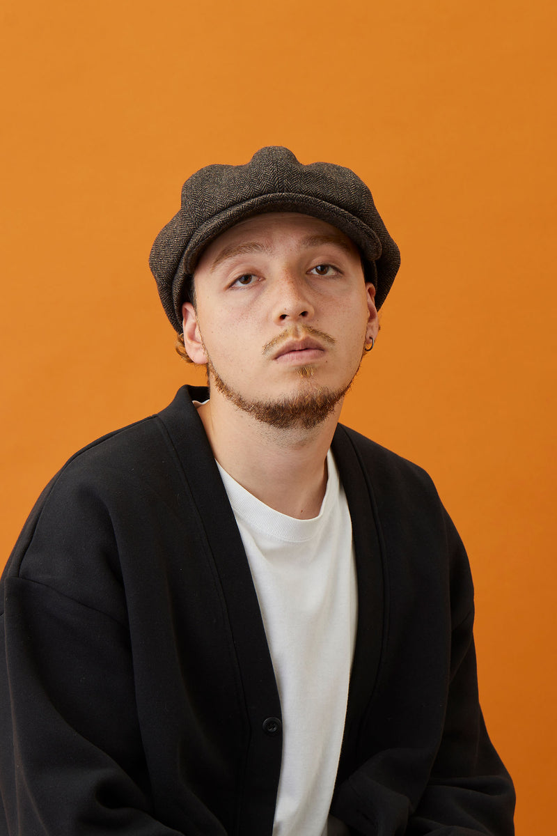 551WH WOOL HERRINGBONE CASQUETTE / BLACK & BROWN