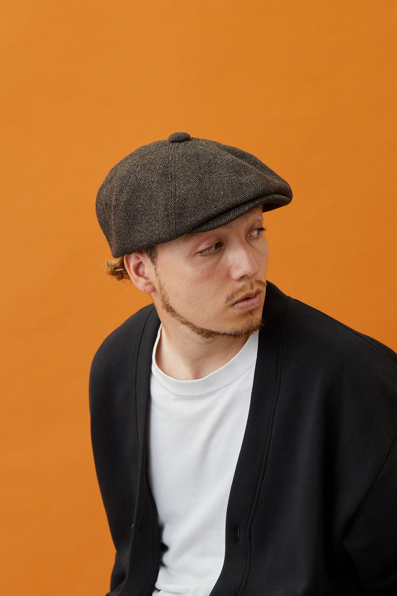 575WH WOOL HERRINGBONE CASQUETTE / BLACK & BROWN