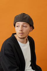 575WH WOOL HERRINGBONE CASQUETTE / BLACK & BROWN