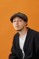 575WH WOOL HERRINGBONE CASQUETTE / BLACK & BROWN