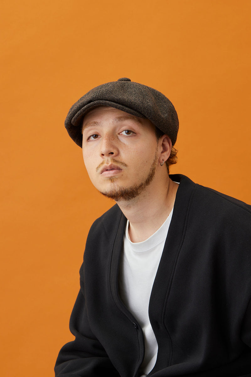575WH WOOL HERRINGBONE CASQUETTE / BLACK & BROWN
