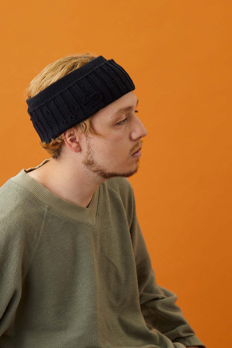 HAIR BAND / DAMAGE KNIT / BLACK