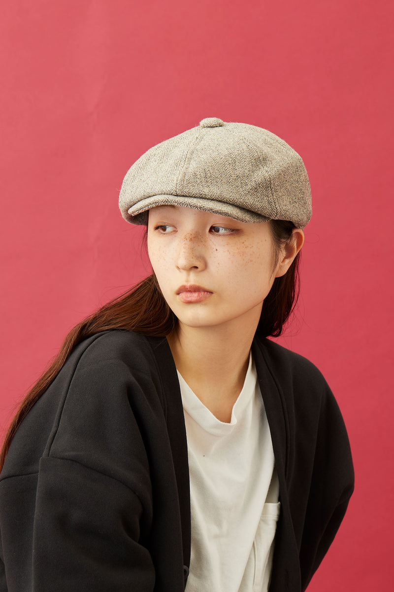 502WH WOOL HERRINGBONE  CASQUETTE / GRAY & BEIGE