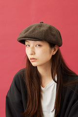 530WH WOOL HERRINGBONE CASQUETTE / BLACK & BROWN