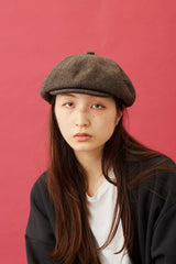 530WH WOOL HERRINGBONE CASQUETTE / BLACK & BROWN