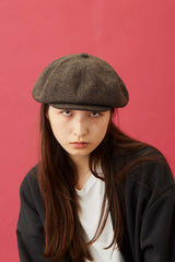 530WH WOOL HERRINGBONE CASQUETTE / BLACK & BROWN