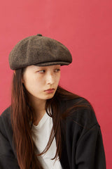 530WH WOOL HERRINGBONE CASQUETTE / BLACK & BROWN