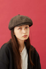 530WH WOOL HERRINGBONE CASQUETTE / BLACK & BROWN