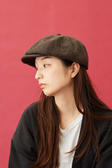 530WH WOOL HERRINGBONE CASQUETTE / BLACK & BROWN