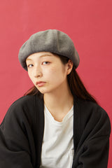 BERET / 8 PANEL WOOLLET / CHARCOAL