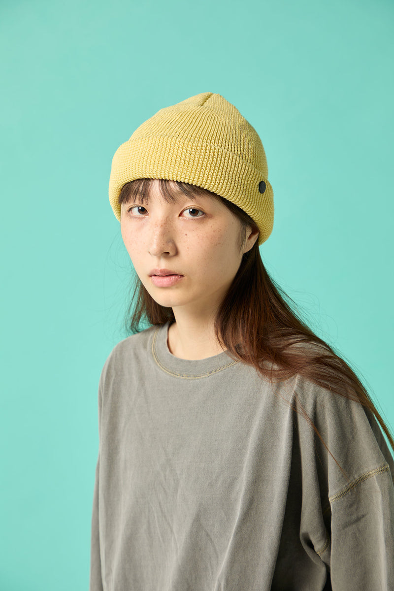CUFF KNIT CAP / STRAW YARN / YELLOW