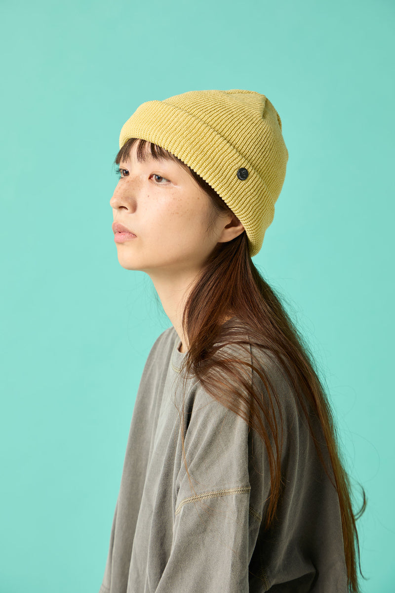 CUFF KNIT CAP / STRAW YARN / YELLOW