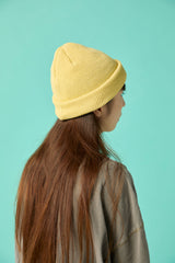 CUFF KNIT CAP / STRAW YARN / YELLOW