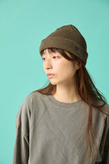 CUFF KNIT CAP / STRAW YARN / OLIVE