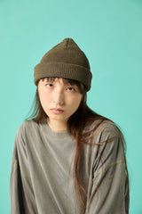 CUFF KNIT CAP / STRAW YARN / OLIVE