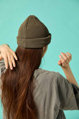 CUFF KNIT CAP / STRAW YARN / OLIVE