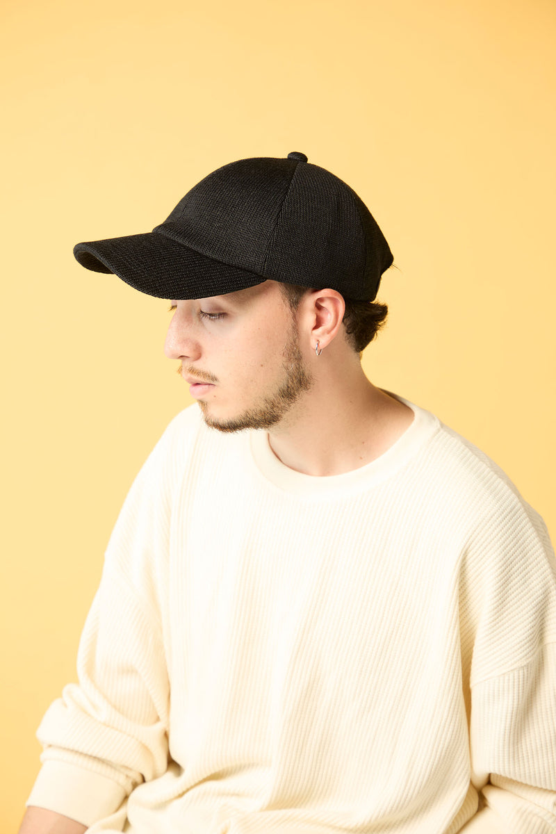 DEEP 6 PANEL CAP / STRAW YARN THERMO / BLACK