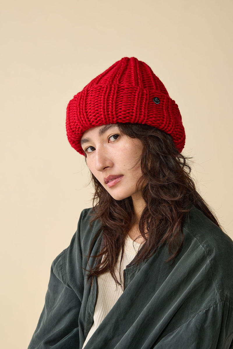 CUFF KNIT CAP / FAT WOOL / RED