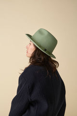 FELT HAT / RABBIT FRONT PINCH TASSEL / LIGHT GREEN