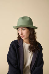FELT HAT / RABBIT FRONT PINCH TASSEL / LIGHT GREEN