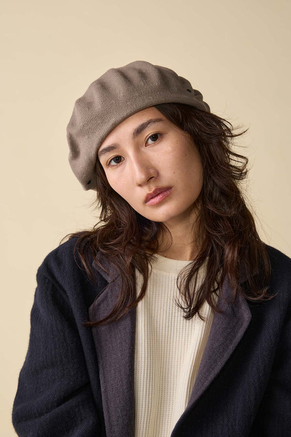 BERET / SOLID COTTON / BEIGE