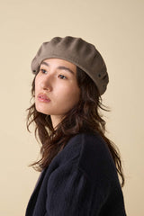 BERET / SOLID COTTON / BEIGE