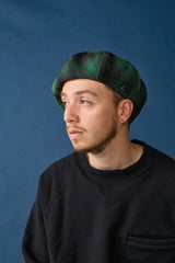 BERET / OMBRE CHECK / GREEN & BLACK