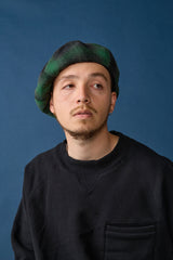 BERET / OMBRE CHECK / GREEN & BLACK