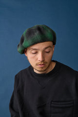 BERET / OMBRE CHECK / GREEN & BLACK