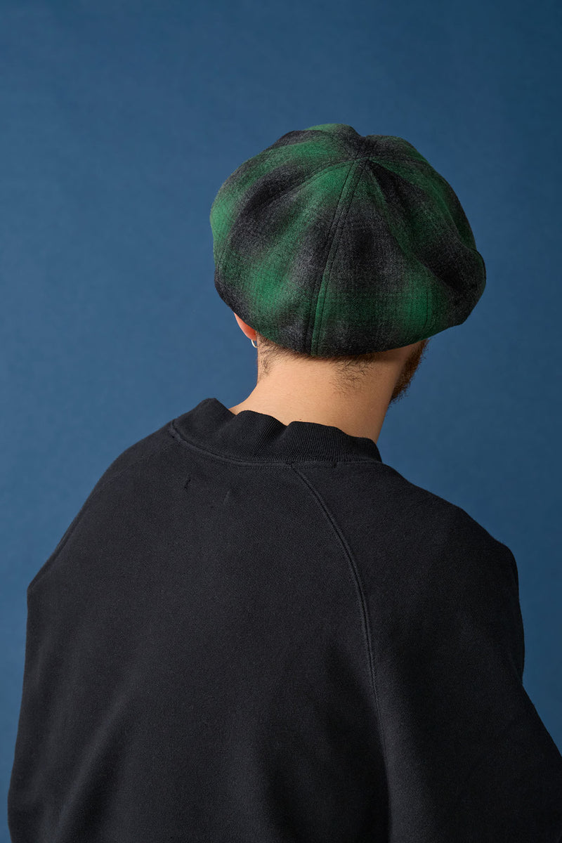 BERET / OMBRE CHECK / GREEN & BLACK