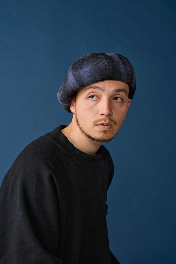 BERET / OMBRE CHECK / NAVY & BLACK