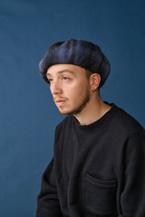 BERET / OMBRE CHECK / NAVY & BLACK