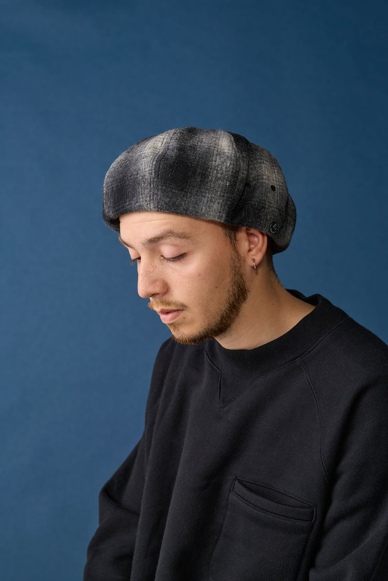 BERET / OMBRE CHECK / GRAY & BLACK