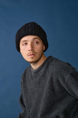 CUFF KNIT CAP / FAT WOOL / BLACK