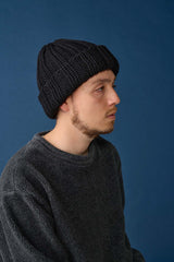 CUFF KNIT CAP / FAT WOOL / BLACK