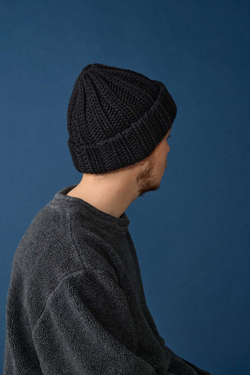 CUFF KNIT CAP / FAT WOOL / BLACK