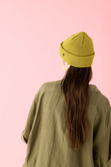 CUFF KNIT CAP / STRAW YARN / MUSTARD