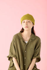 CUFF KNIT CAP / STRAW YARN / MUSTARD