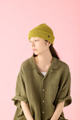 CUFF KNIT CAP / STRAW YARN / MUSTARD