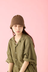 KNIT CAP / FLARED BRIM / BROWN