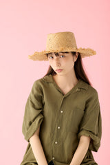 RAFFIA HAT / RAW EDGE BRIM / BEIGE
