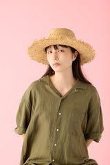 RAFFIA HAT / RAW EDGE BRIM / BEIGE