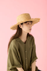 RAFFIA HAT / RAW EDGE BRIM / BEIGE