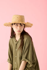 RAFFIA HAT / RAW EDGE BRIM / BEIGE