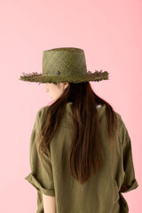 RAFFIA HAT / RAW EDGE BRIM / MOSS