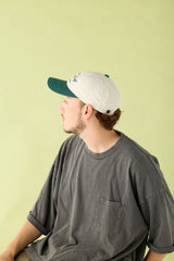 6 PANEL CAP / TWO TONE / GREEN & IVORY