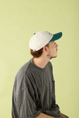 6 PANEL CAP / TWO TONE / GREEN & IVORY